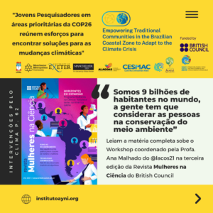 Read more about the article Conheça os projetos dos jovens pesquisadores que  buscam soluções para as mudanças climáticas junto às comunidades tradicionais da zona costeira brasileira